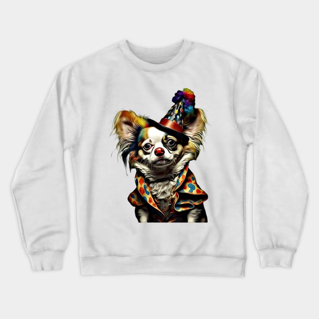 Clown Costume Chihuahua Dog Crewneck Sweatshirt by Unboxed Mind of J.A.Y LLC 